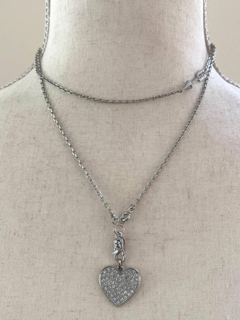Juicy Couture 34" Silver-Tone Pendant Necklace With Pave Heart Charm